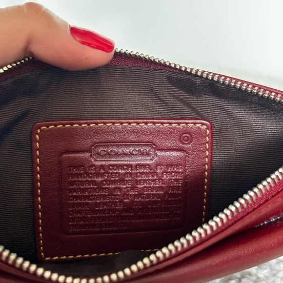 Coach Burgundy Leather Wristlet with Buckle - Picture 3 of 7
